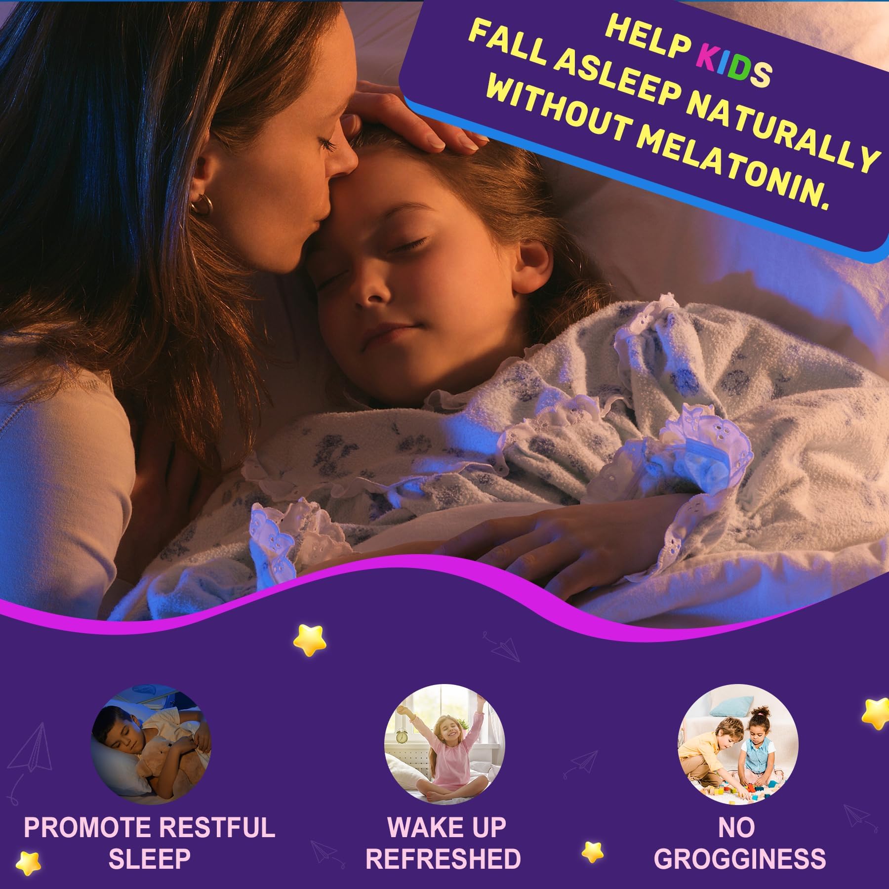 LILICARE Kids Sleep Gummies - Magnesium Glycinate Gummies, Melatonin Free Sleep Aid | Magnesium, Calcium, D3, B6, L Theanine | Kid Melatonin Alternative for Restful Sleep (Pack of 2)