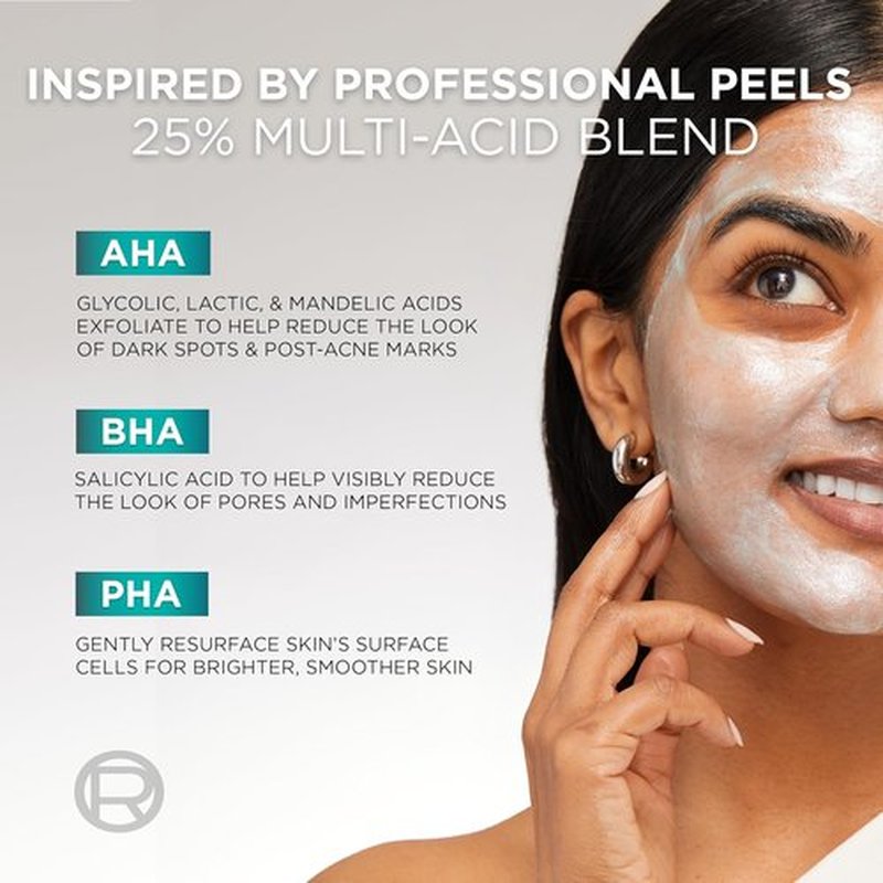 L'Oreal Paris Bright Reveal Exfoliant Peel - 25% AHA BHA PHA Face Exfoliator for Dark Spots & Renewed Skin Texture | Includes SPF Lotion Sample