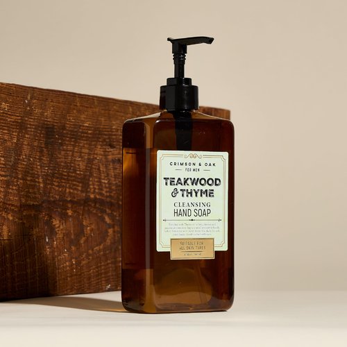 Body Prescriptions Crimson & Oak Men's Deep Cleansing Hand Soap with Pump Dispenser, 17 Fl Oz (Pack of 1), Teakwood & Thyme