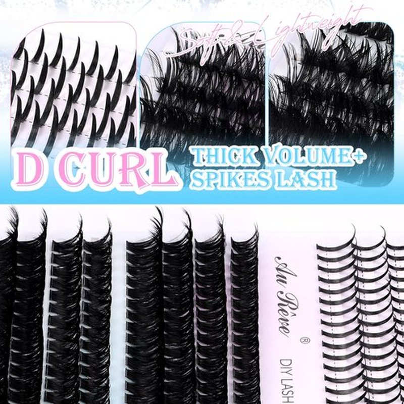 Lash Clusters Spikes Eyelash Clusters with Spiky Cluster 14-20mm Fluffy Volume 80D 100D Individual Lashes Lash Extensions Wispy D Curl Manga Natural Cluster Anime Eyelash Extensions