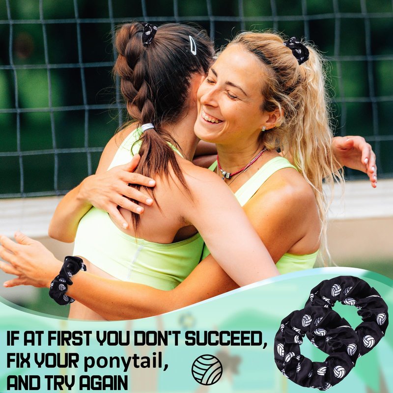 Yuxung 24 Volleyball Gift Set Volleyball Sport Hair Scrunchies and Cards Silk Satin Elastic Hair Ties Hair Bands Ponytail Holders Volleyball Gifts for Team Players Teens Girls Friends and Family