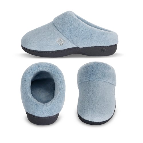 isotoner Women's Classic Clog Slippers with Memory Foam Comfort and Non-slip Sole Slipper, Blue Fog, 7.5-8