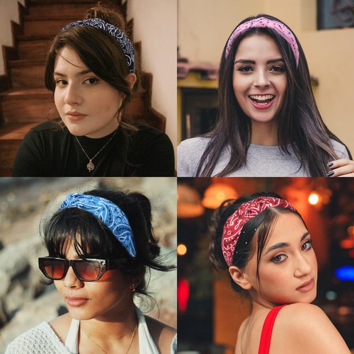 Ondder 6 Pack Bandana Headbands for Women Top Knot Headband Cute Head Bands for Women's Hair Turban Headband with Knot Hair Accessories for Women Girls