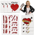 Pandecor Bride Heart Tiffany Heart Temporary Tattoos Stickers for Halloween Costume Cosplay (scars tattoos and heart tattoos)