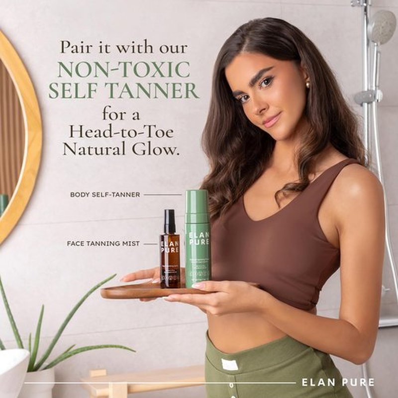 Elan Pure Face Tanning Mist, Organic Ingredients, Sunless Self Tanner, Bronzing, Hydrating, Streak-Free, Long Lasting Glow