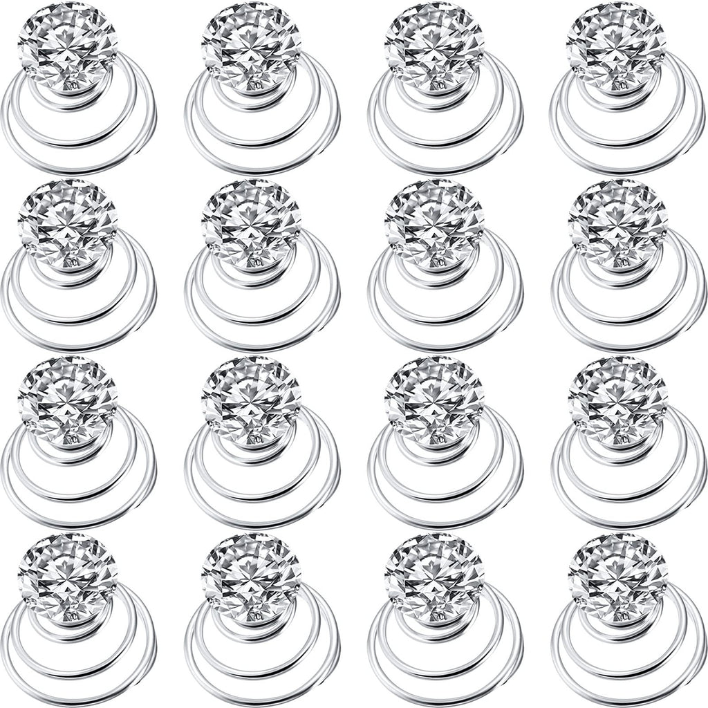 WILLBOND 60 Pieces Rhinestone Crystal Twisters Set Spiral Hair Pin Coil for Wedding, Bridal, Prom, Party and Important Occasion with Clear Container (Clear)