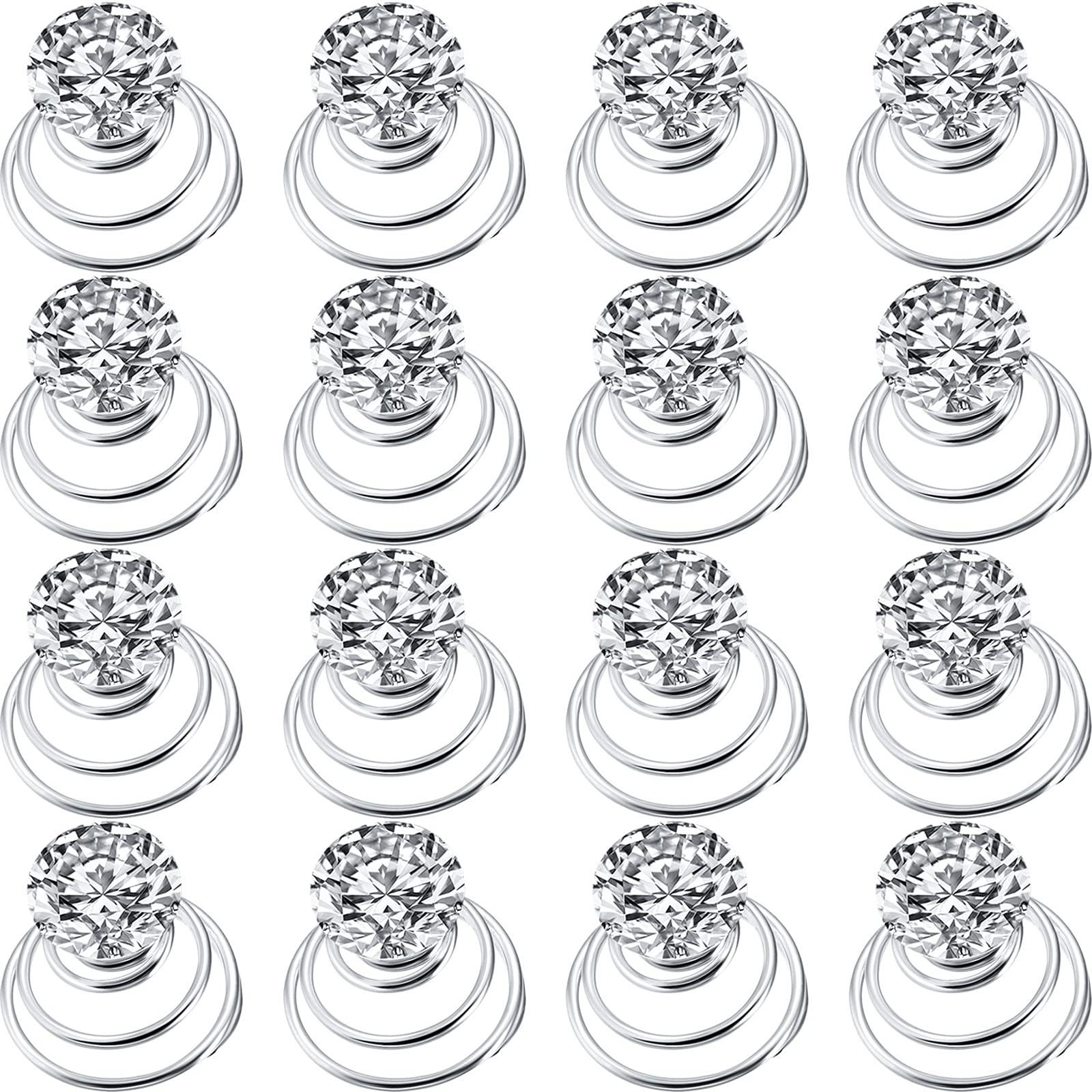 WILLBOND 60 Pieces Rhinestone Crystal Twisters Set Spiral Hair Pin Coil for Wedding, Bridal, Prom, Party and Important Occasion with Clear Container (Clear)