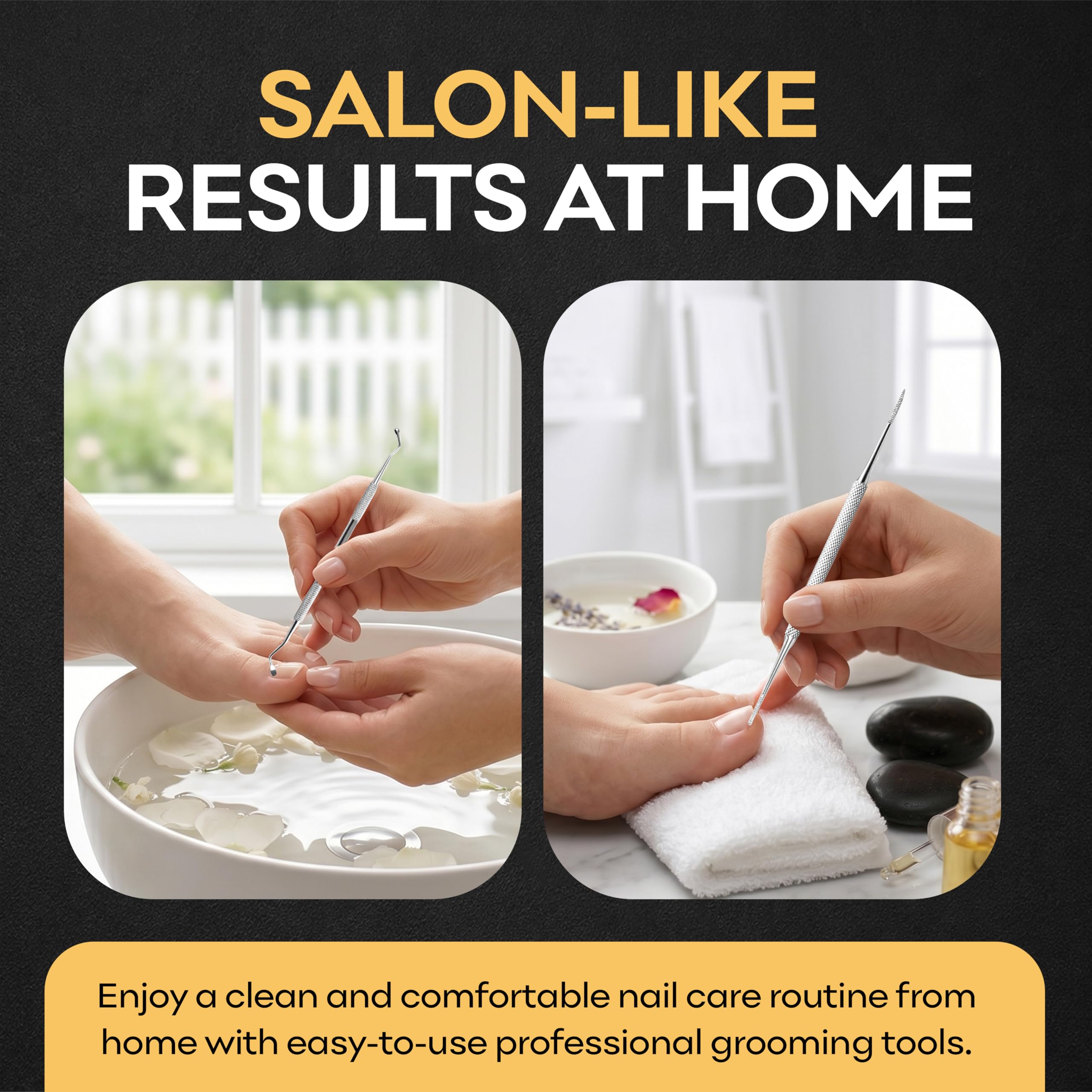 Ingrown Toenail Removal Kit - Under Nail Cleaner Tool Double Ended Nail Lifter & Nail File Cleaning Scooper Curette Tools Trimmer Medical Grade Stainless Steel Manicure Pedicure Nail Care Set by Krisp