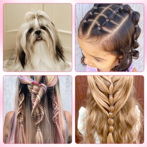 Clear Rubber Bands with 7 Hair Styling Tools, 1500 Pcs Elastic Ties Small Rubber Bands Baby Toddler Hair Ties for Girls Christmas Gifts