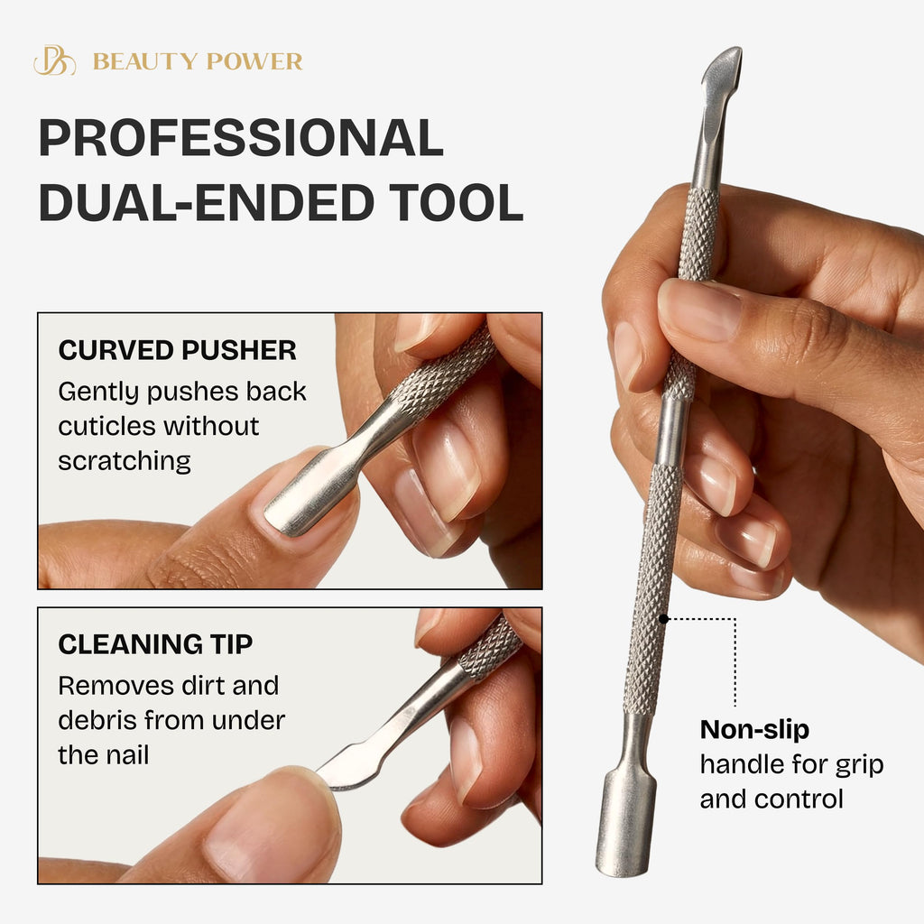 Beauty Power 9 in 1 Professional Manicure Pedicure Set - Stainless Steel Nail Clippers, Nano File, Cuticle Nipper, Scissors, Tweezers, Travel PU Leather Case for Men & Women - Gift Ready New (Blue)