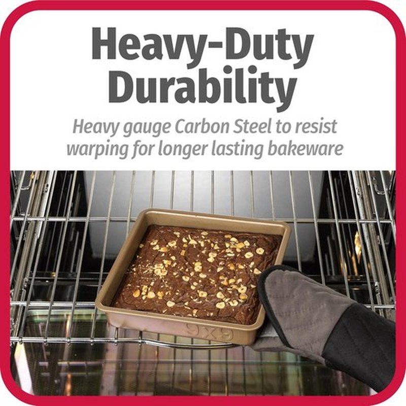 GoodCook BestBake Nonstick Square Baking Pan - Textured Carbon Steel, 9" | Bronze Finish