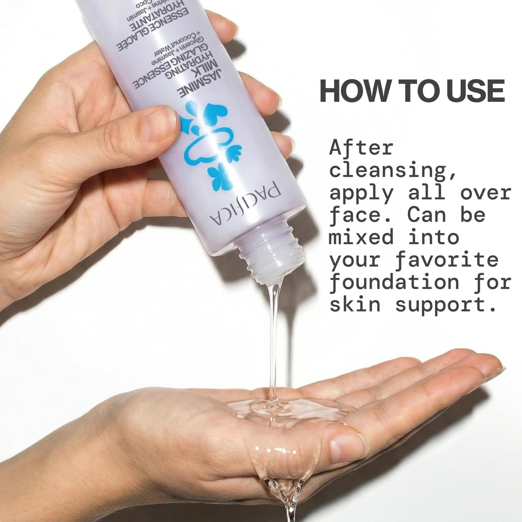 Pacifica Hydrating Glazing Facial Essence with Jasmine Squalane and Polyglutamic Acid - Milky Glass Skin Essence for Dry Skin - Deep Hydration Moisture Lock - Clean Vegan Cruelty-Free - 5 Fl Oz