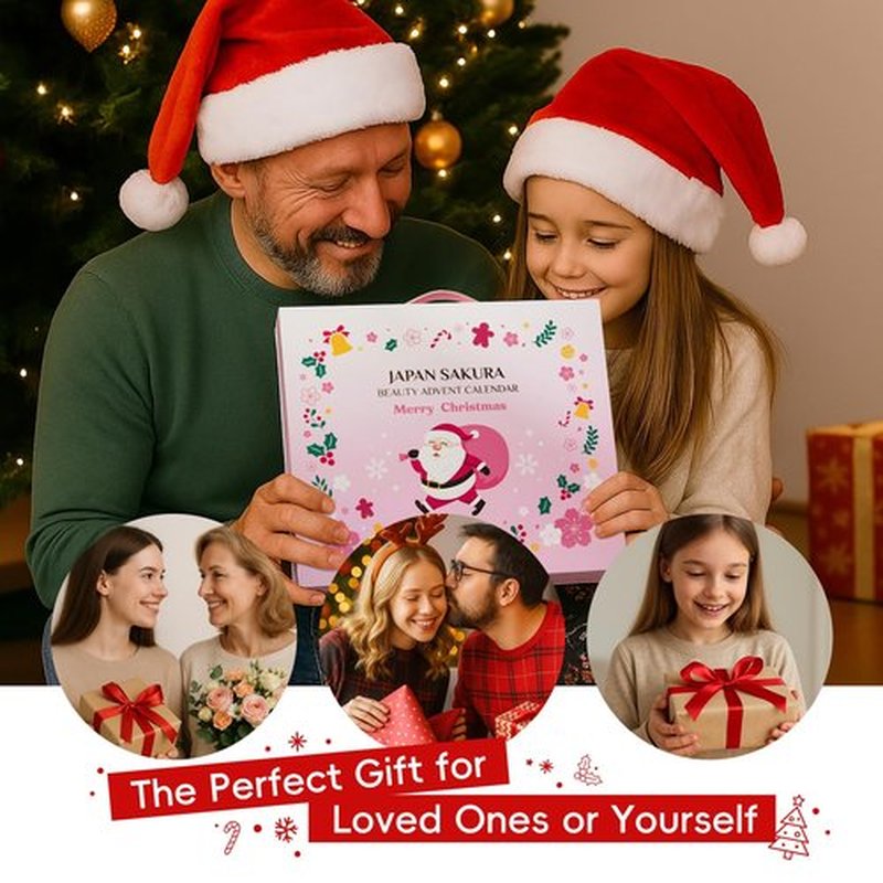 LAIKOU Japan Sakura Beauty Advent Calendar 2025, Christmas Gifts for Women, Skin Care Set, Bath Body Gift Set, New Year Skincare Beauty Gift Baskets, 24pcs Surprise Gift Box for Women and Girls
