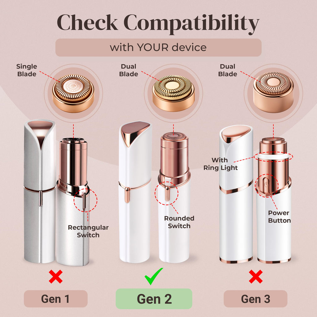 Gen 2 Replacement Heads for Finishing Touch Flawless Facial Hair Removal for Women, Also fits Profeir innobeaut gurelax EVIEY KRADAA VISOFO bikurpia Hair Remover Razor Generation 2 (Set of 4)