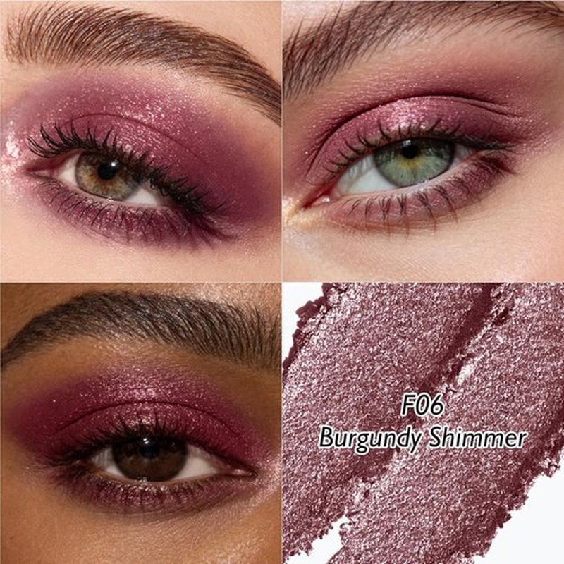 Skiennix Burgundy Cream Eyeshadow Stick - Dual-Ended Long-Lasting Shimmer Pencil for Crease-Proof Application