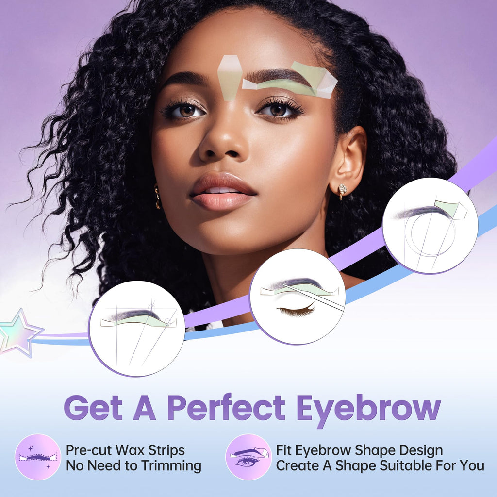 Eyebrow Wax Strips Facial Wax Strips for Hair Removal 24 Strips Eyebrow & Upper Lip Hair Remover with 4 Soothing Wipes Mouth waxing wax Eyebrow Hair Removal for Women LAWINK (Eyebrow)