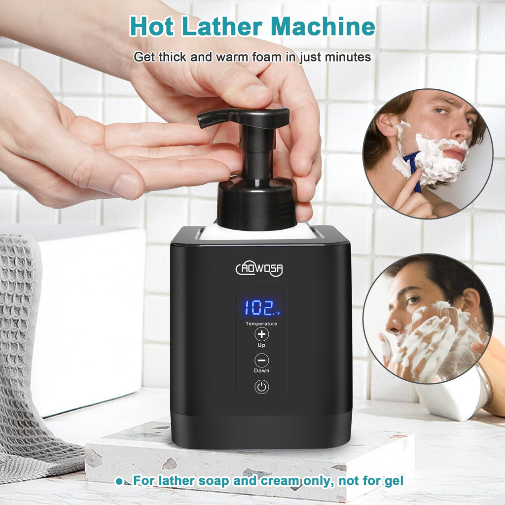 Hot Lather Machine for Shaving, Professional Lather Maker for Men Face Shaving, Large Capacity Shaving Foam Machine for Home Use Salon Barber Shop, with 2 Foam Bottle, ℃/℉ Switchable Display