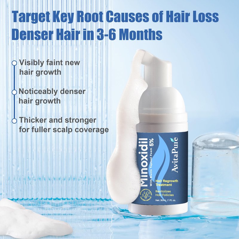 Yuaben Minoxidil Foam for Men and Women: 5% Infused with Biotin, Extra Strength, Regrowth Treatments to Combat Hair Loss, Dark Blue