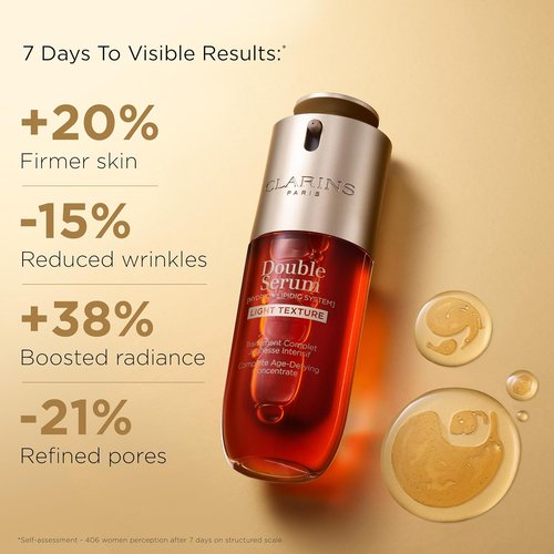 Clarins Double Serum Light Texture - Anti-Aging Serum for Radiance & Pore Refinement | 24H Hydration