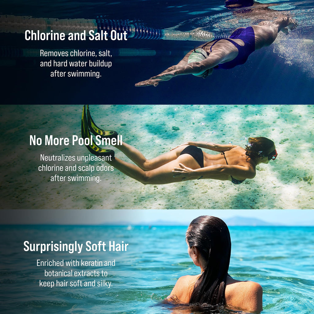 SOOO Swim Shampoo, Chlorine Removal After Swim Shampoo for Swimmers, Removes Salt & Residue, Refreshing dry itchy Scalp & Pool Odor, Citrus Scent, Silicone & Paraben-Free 7.43 fl. oz.