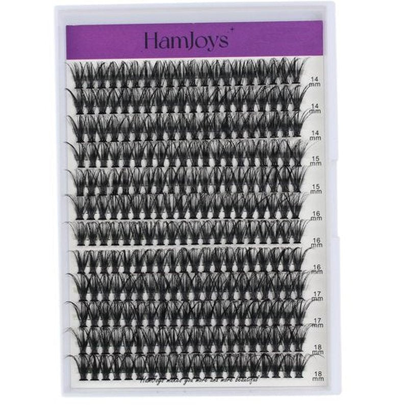 Cluster Lashes 240pcs 40D DIY Eyelash Extension D Curl Long Individual Lashes Mixed Tray Faux Mink Lash Clusters Extensions 0.07 Black (40D-0.07D-14-18mm)