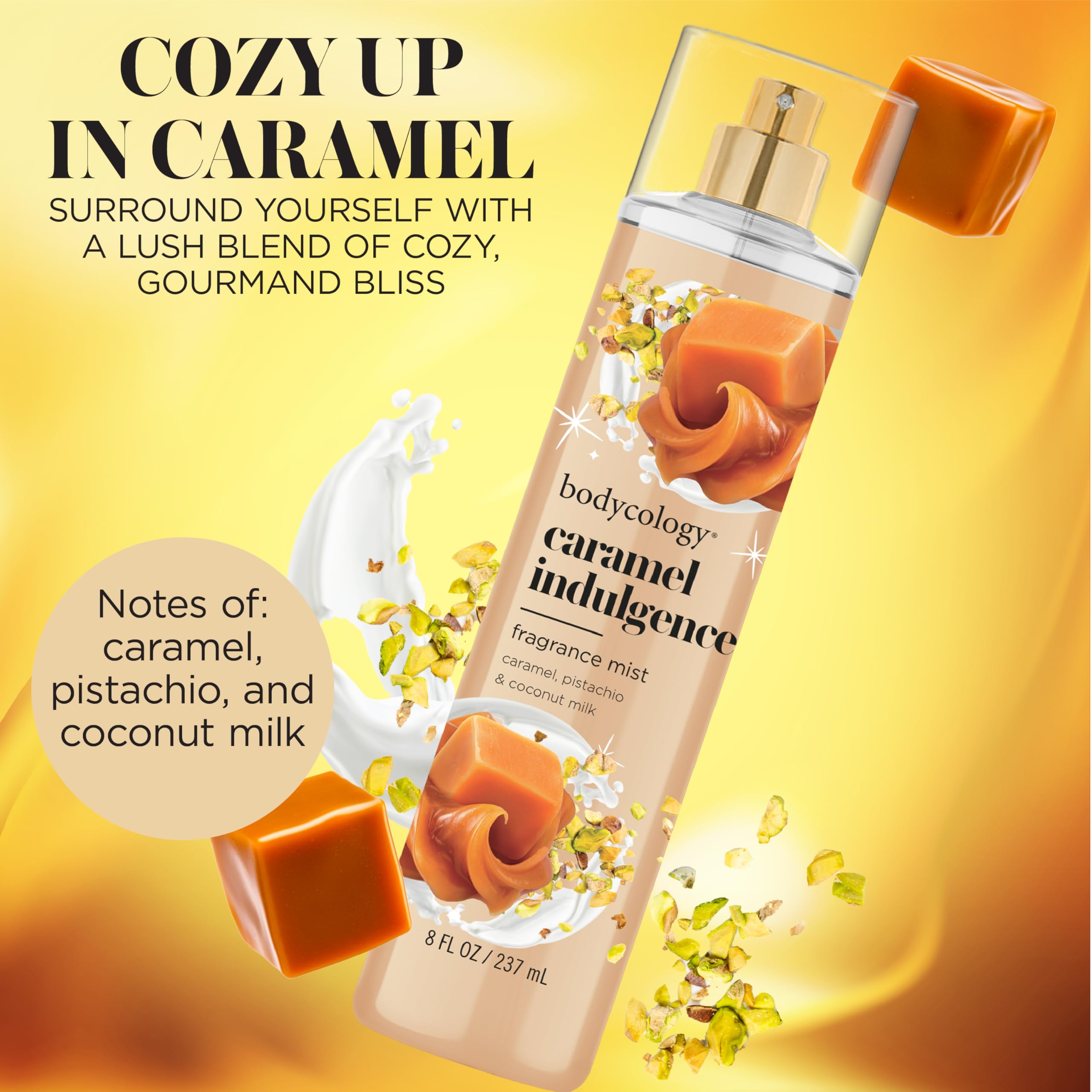 Bodycology Long-Lasting Fragrance Body Mist, Caramel Indulgence, 8 fl oz