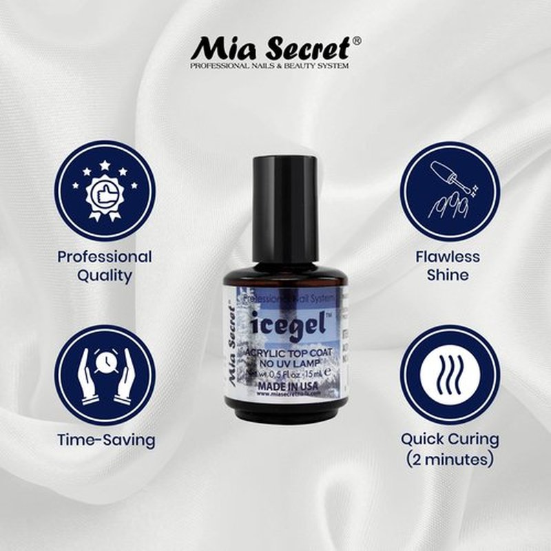 Mia Secret Professional Nail System Ice Gel Acrylic Top Coat No Uv Lamp