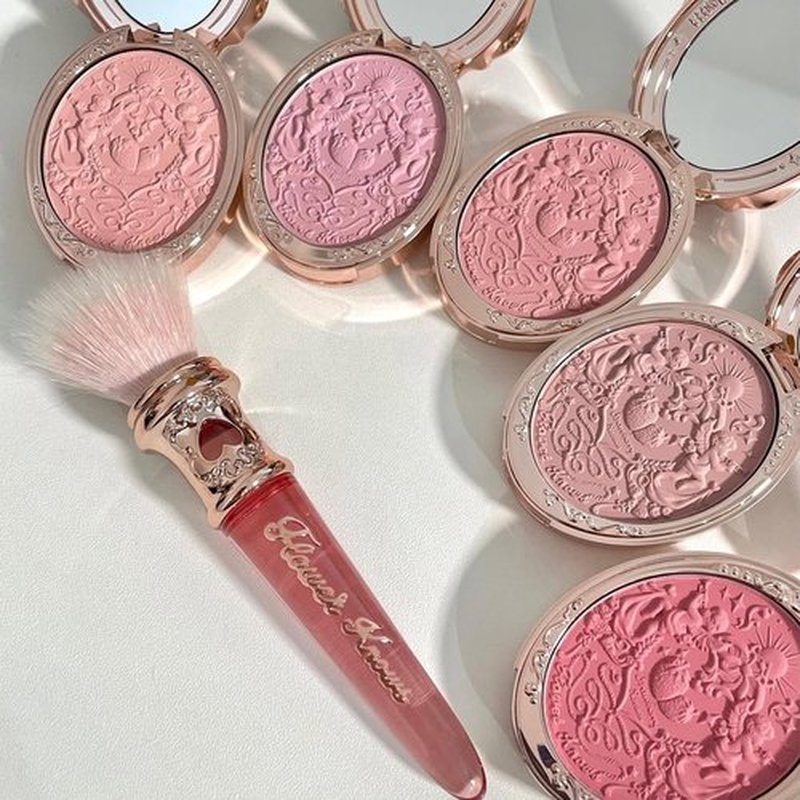 Flower Knows Strawberry Rococo Embossed Blush,Rose Pink Matte Powder Blush for Cheeks,Buildable & Blendable Face Makeup,Soft Long-Lasting Cute Make Up for Women & Girls,0.17 Oz(03 Classic Ballet)