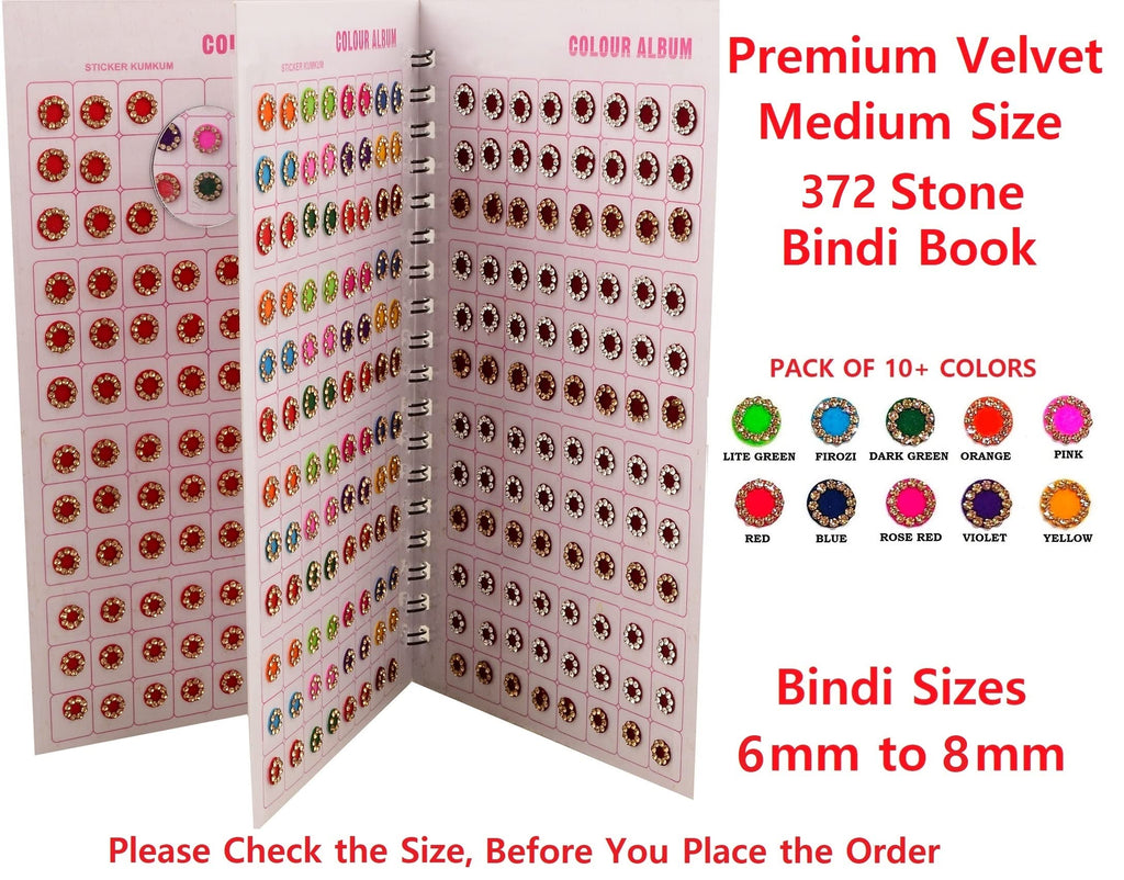 VAMA Forehead Kumkum Gold & White Stone Multicolour Bindi Booklet for Women & Girls (Stone Bindi Book - 376 Bindis) Multicolor