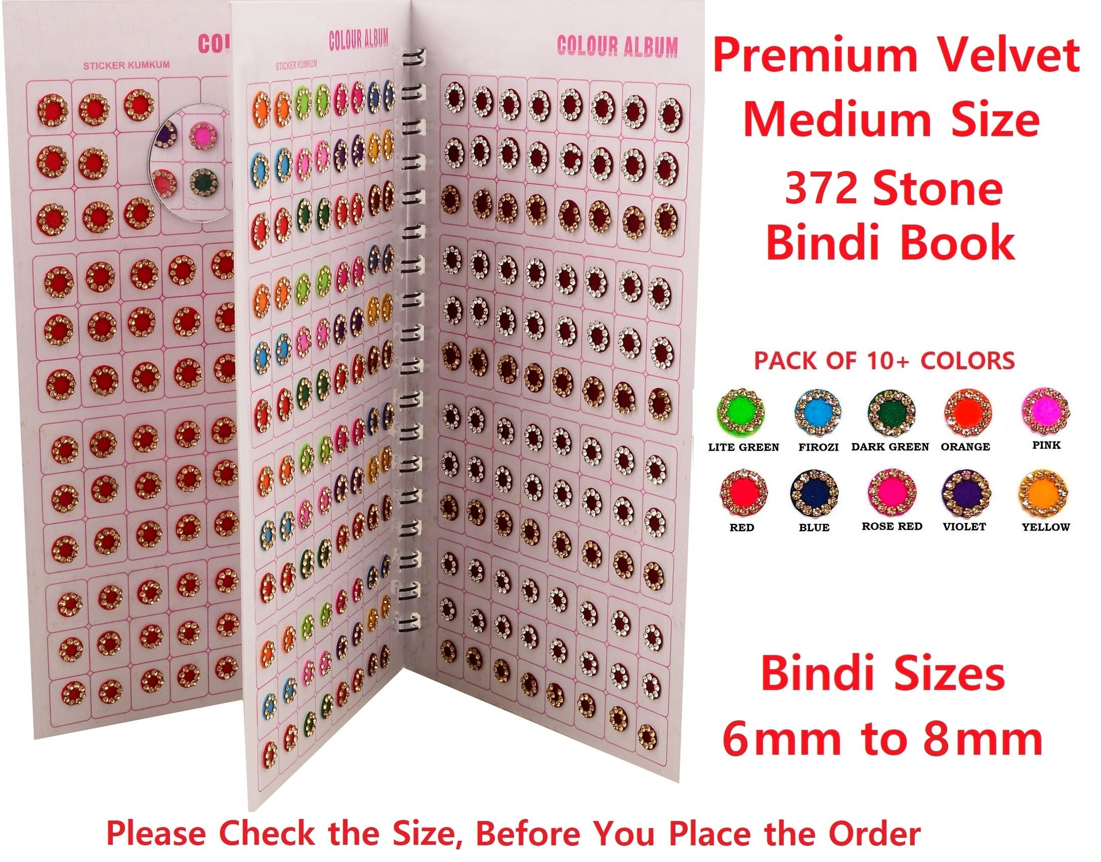 VAMA Forehead Kumkum Gold & White Stone Multicolour Bindi Booklet for Women & Girls (Stone Bindi Book - 376 Bindis) Multicolor