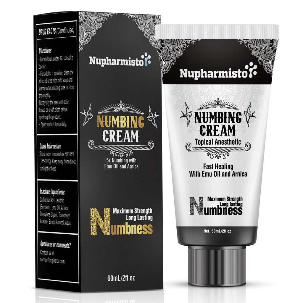 Nupharmisto Lidocaine Numbing Cream, Long Lasting relieves Burning and discomfort Caused by Hemorrhoids and Other Minor anorectal irritations 60 g / 2.1 oz