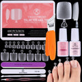 Square Toe Nail Tips Long: Sweet Trend Full Cover Toenail Tips Soft Gel - 600Pcs 15Sizes Pre-etched Matte Press on Nail Extension Kit - Glue & Remover Slanted Clipper Set for Home Salon DIY Soak Off