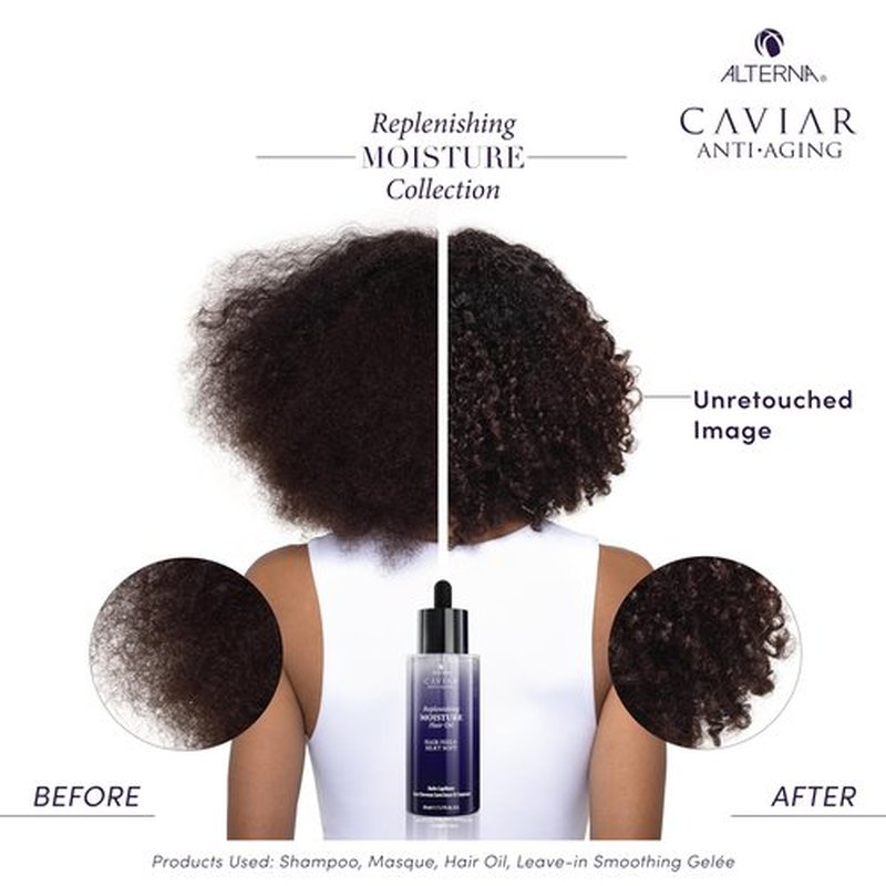 Alterna Haircare CAVIAR Anti-Aging Replenishing Moisture Hair Oil 1.7 oz | Lightweight, Revives and Nourishes Hair | Increased Shine and Softness | Heat Protectant and Frizz Control