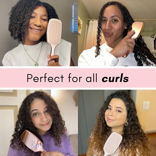 Lily England Detangling & Styling Brush - Pain-Free Rose Gold Brush for Curly Wet & Dry Hair