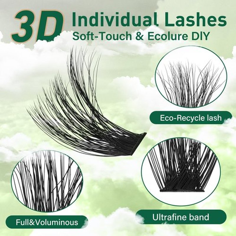 KEYYOULASH Lash Clusters 3D Effect Eyelash Clusters 280pcs 80D D Curl 9-18MIX Individual Lashes Wispy False Lashes Volume Cluster Eyelash Extensions Natural Soft DIY Lash Extension(80D，Zzlj-4)