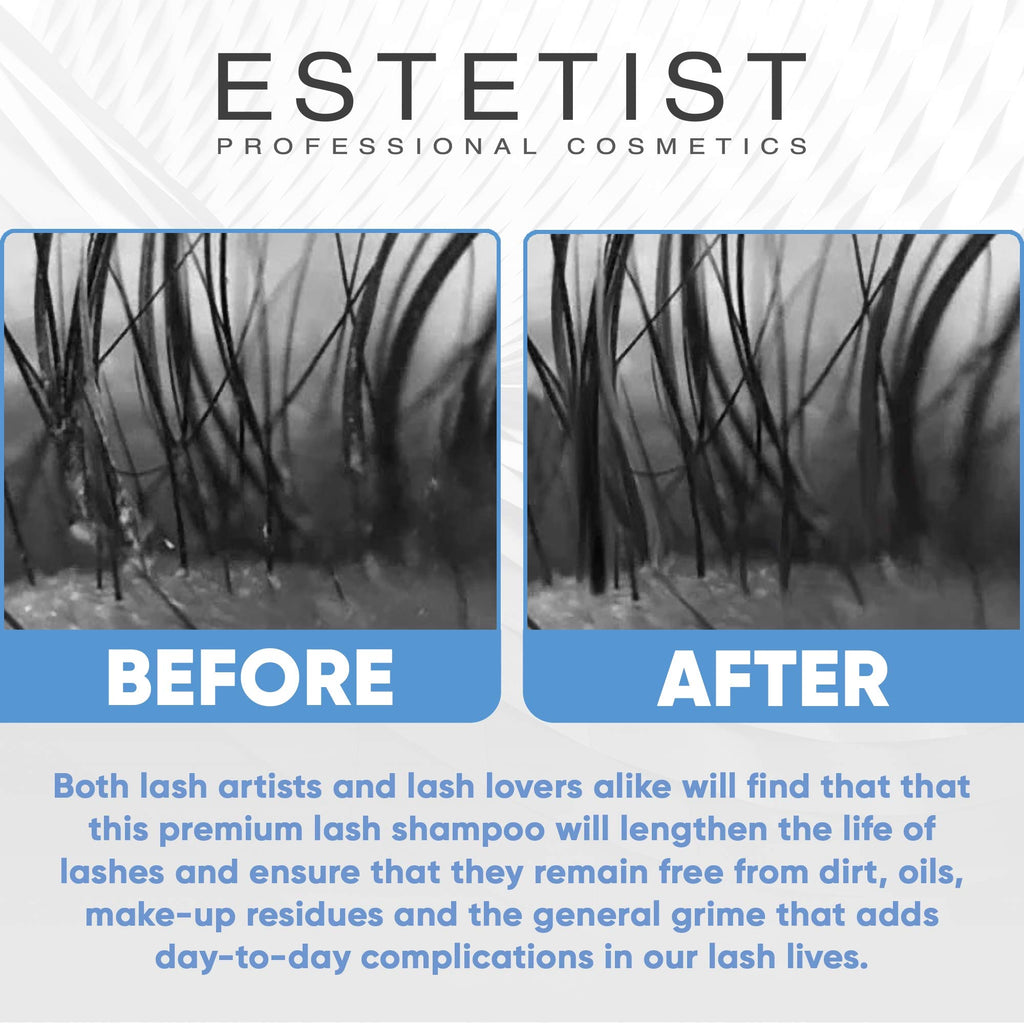 ESTETIST Eyelash Extension Shampoo & Brush Kit, Lash Wash & Foaming Cleanser for Extensions, Gentle Lash Cleaning Kit for Home or Salon Use, Oil-Free, Suitable for Sensitive Eyes