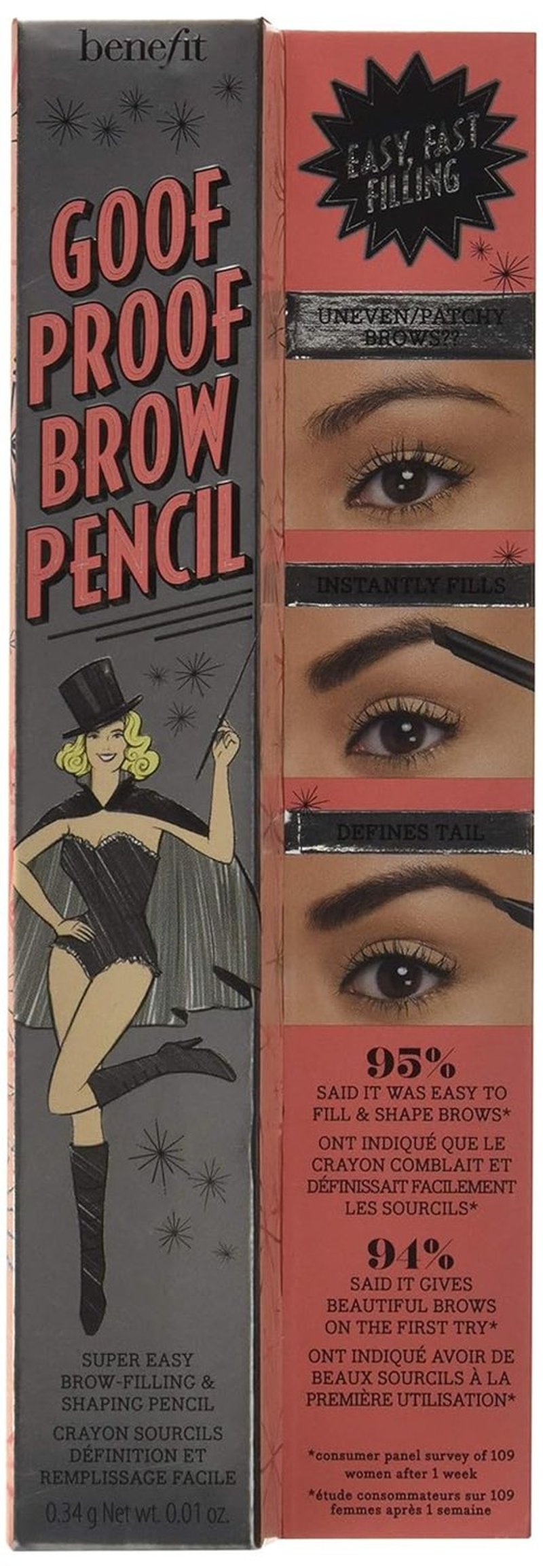 Benefit Goof Proof Brow Pencil - Deep #5 | Easy Application 0.34g/0.01oz for Perfect Brows