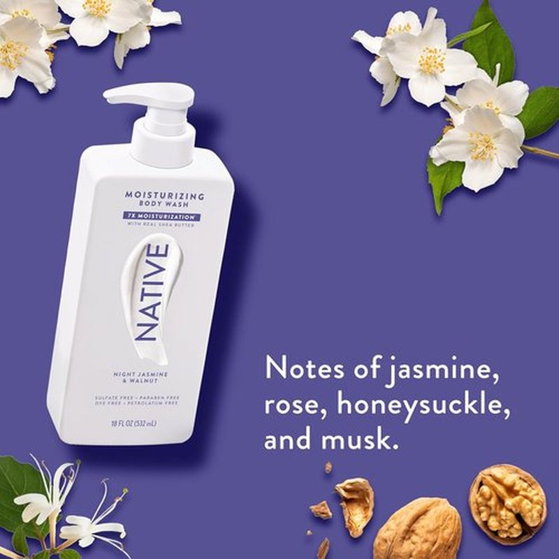 Native Body Wash - Naturally Derived Ingredients for Soft, Hydrated Skin | Night Jasmine & Walnut, 18 oz