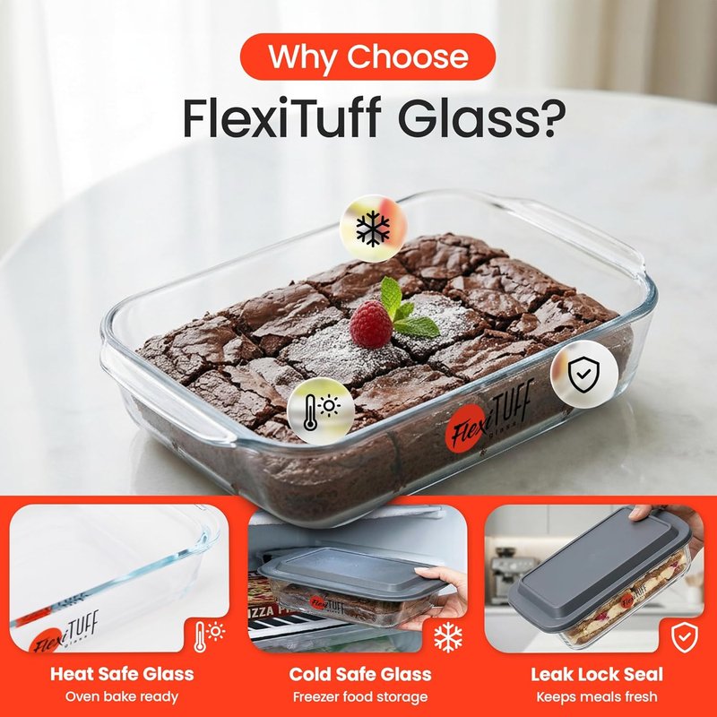 8Pcs Set Rectangular Bakeware by [Brand Name] - BPA Free, Leakproof & Airtight Containers | Dishwasher, Microwave & Freezer Safe - Clear