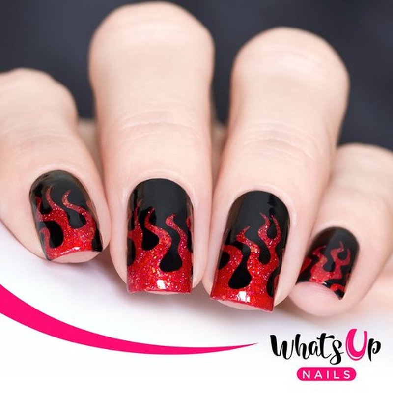 Halloween Nail Vinyl Stencils 4 Pack (Fire, Slime Drips, Spider Web, Pumpkin Faces) for Nail Art Design