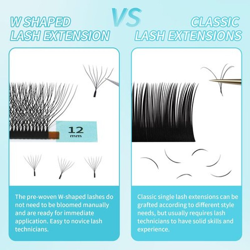 GLAMLASH W Eyelash Extensions 7D Russian Volume Premade Fan Natural Soft Matte Black False Lashes Professional Salon Supplies(7D,0.07,D,13mm)