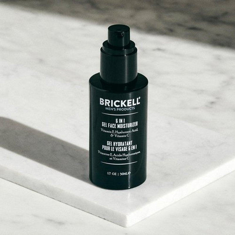 Brickell Men's 6 in 1 Gel Face Moisturizer for Men, Natural and Organic Gel Moisturizer, 1.7 ounces, Unscented