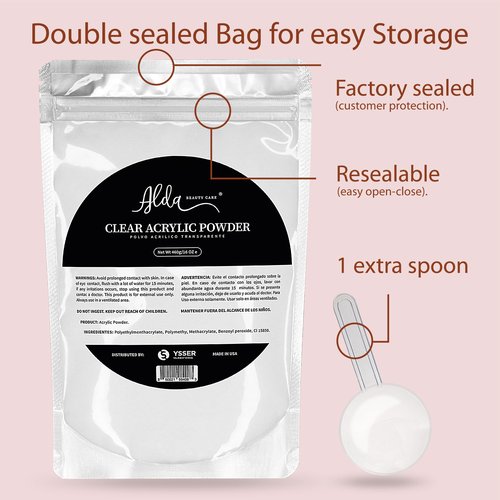 Alda Acrylic Powder Professional Acrylic Nail System 16oz Clear (Clear)