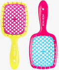 BOM BOM 2 Unit Kit, Wet And Dry Vented Detangling Hair Brush For All Hair Types, Light Weight Hairbrush, Scalp Massage Brush (Pink blue yellow)