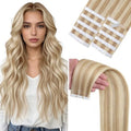Lacer Mini Tape in Hair Extensions Human Hair Ash Blonde Mixed Light Blonde Seamless Skin Weft DIY Long 40 G Remy Human Hair Tape in Hair Extensions 16 Inch 10 Pcs/Pack Soft Natural Straight