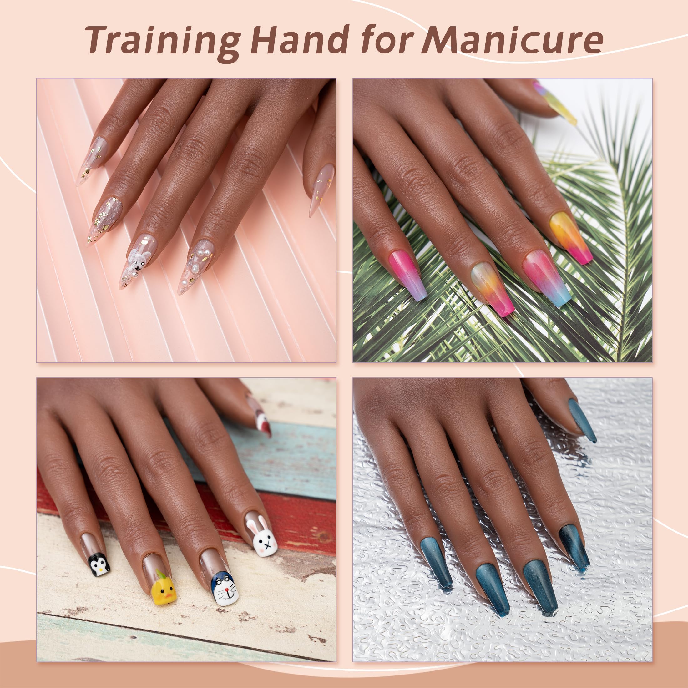 Veikmv Practice Hand for Acrylic Nails,Professional Mannequin Training Hand with Flexible Fingers for Acrylic Nails,Gel Polish & Nail Art,Complete Practice Kit for Manicure Beginners