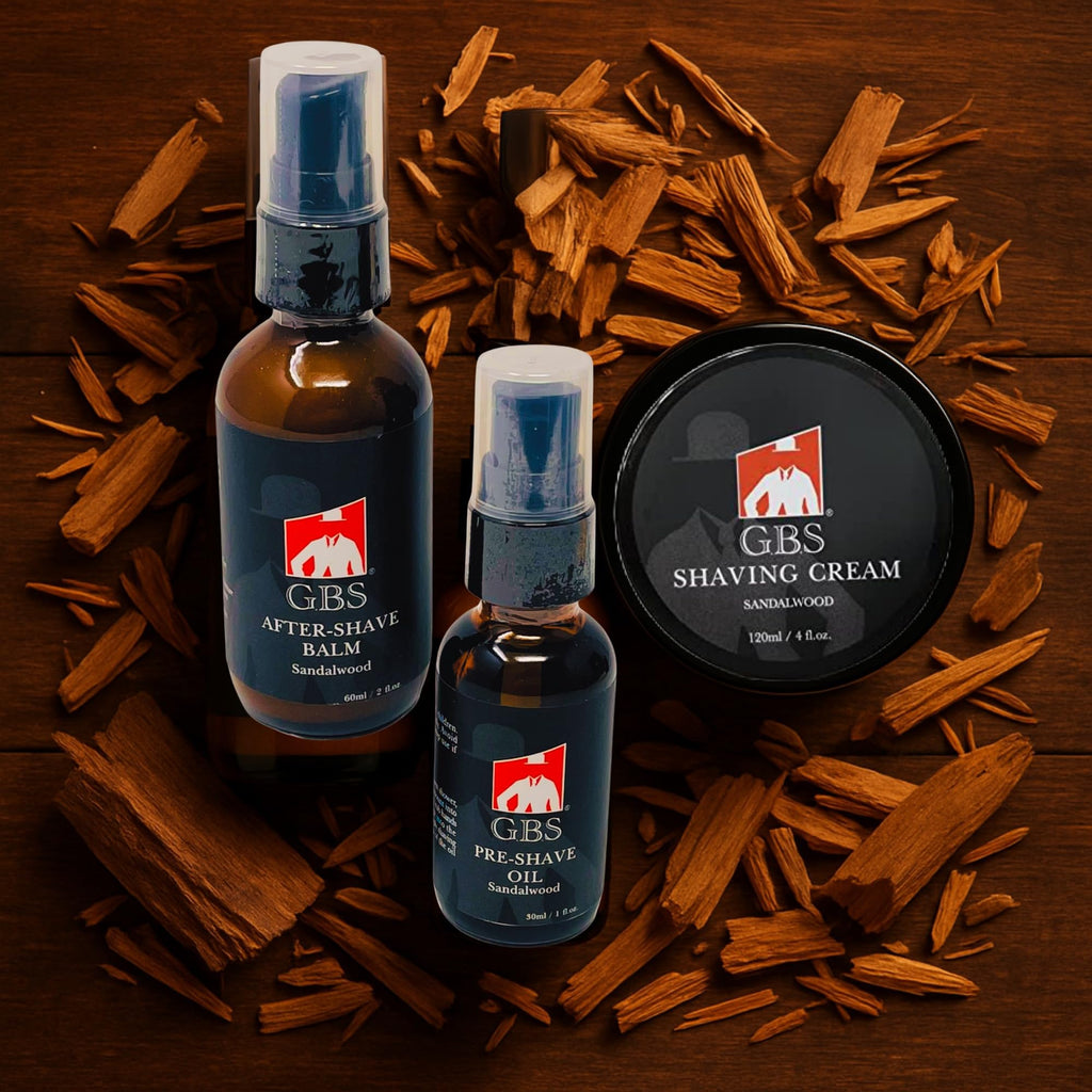 GENTS Complete Shaving Kit Gift Set for Men - Safety Razor with Sandalwood Shave Cream, Aftershave Balm, Pre-Shave Oil & Brush - Chriistmas Gift