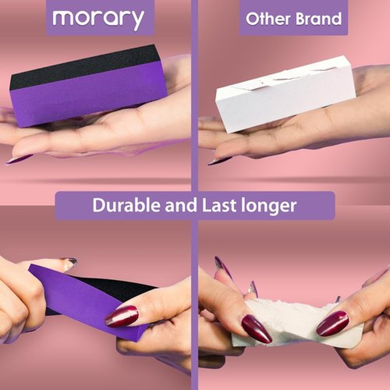 Morary Nail Buffer Sanding Block Polisher Buffing File 100/100/180 Grit for Acrylic Nail Art Kit Manicure Tools 5 PCS (Black Purple)