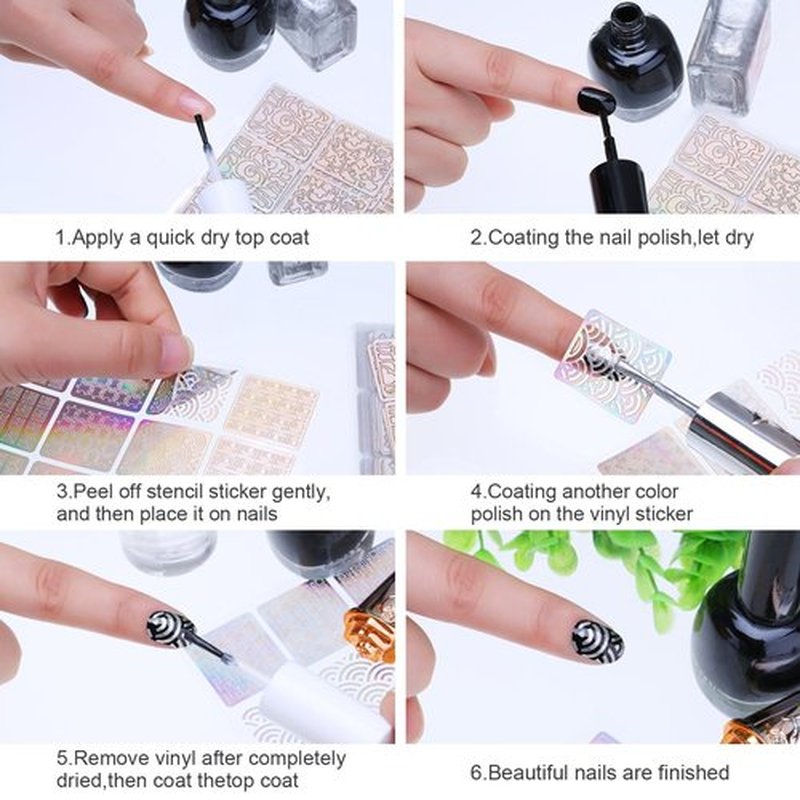 eboot 288 Pieces 96 Designs Nail Vinyls Nail Stencil Sticker Sheets Set for Nail Art Design, 24 Sheets