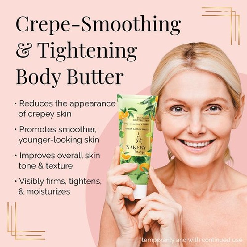 Nakery Body Butter Anti Aging Moisturizer - Body Cream Skin Tightening Cream & Neck Firming Cream, Moisturizing Cream & Neck Tightening Cream for Body & Face Cream for Dry Skin 300ml (Green Garden)